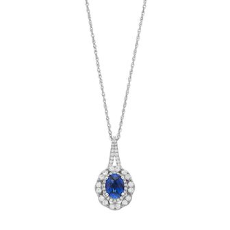 Sterling Silver Lab-Created Blue & Lab-Created White Sapphire Oval Pendant