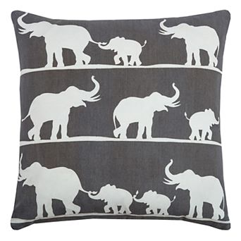 Rizzy Home Elephants Printed Embroidered Throw Pillow