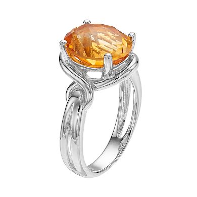 Sterling Silver Citrine Oval Ring