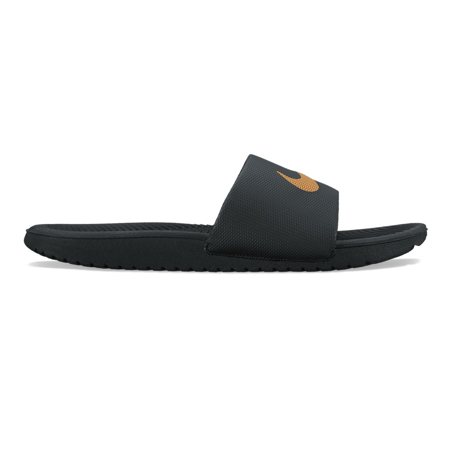 nike kawa slides black and gold