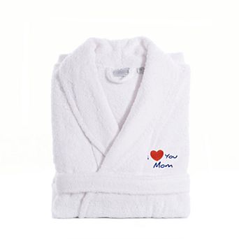 Linum Home Textiles "I Love You Mom" Embroidered Cotton Terry Bathrobe