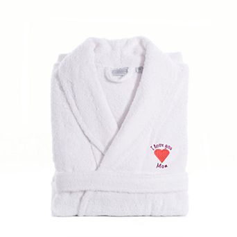 Linum Home Textiles "I Love You Mom" Embroidered Cotton Terry Bathrobe