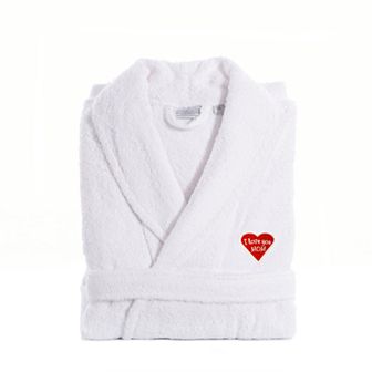 Linum Home Textiles "I Love You Mom" Embroidered Cotton Terry Bathrobe