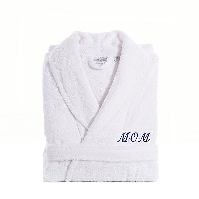 Linum Home Textiles Mom Embroidered Cotton Terry Bathrobe, Women's, Size: Small/Medium, White