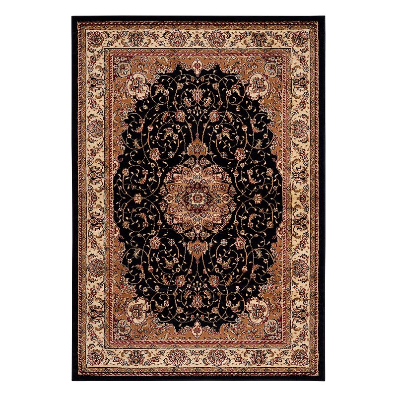 Safavieh Lyndhurst Persian Medallion Framed Floral Rug, Black, 8Ft Sq