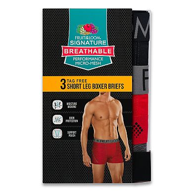 Men's Fruit of the Loom Signature Performance Short Leg Boxer Brief (3-pack)