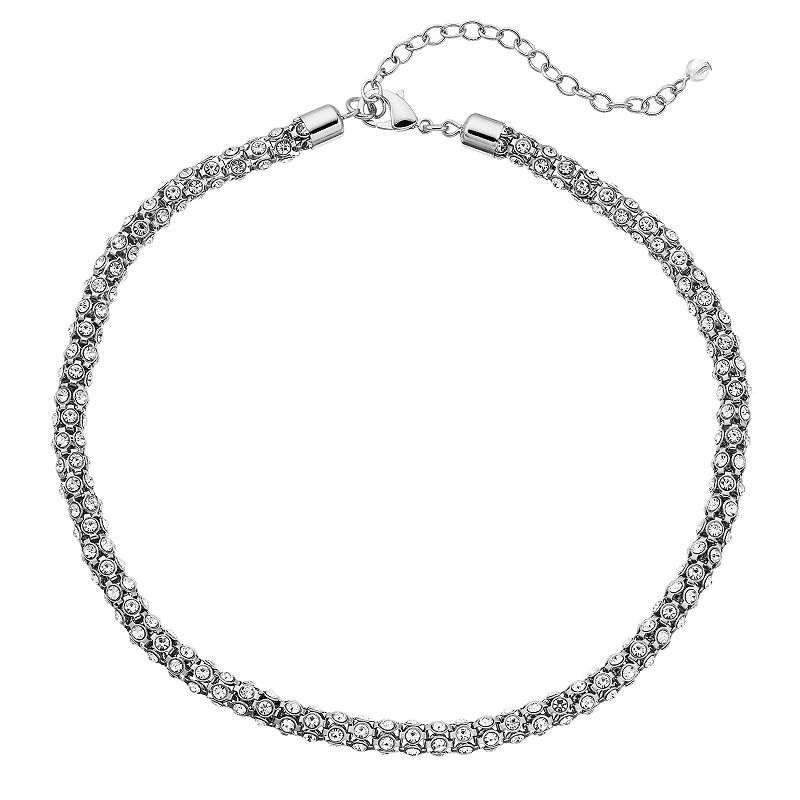 Napier Simulated Crystal Popcorn Chain Necklace, Womens, Silver