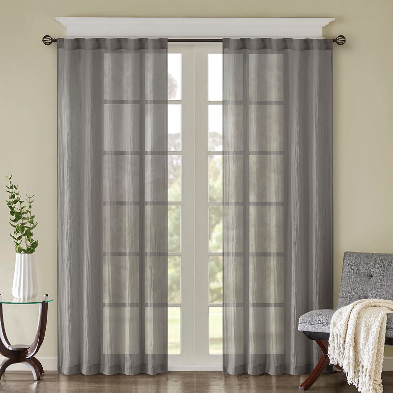 Madison Park 2-pack Kaylee Solid Crushed Window Curtains, Grey, 42X84