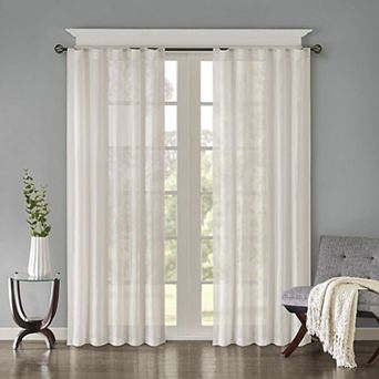 Madison Park 2-pack Kaylee Solid Crushed Sheer Window Curtains