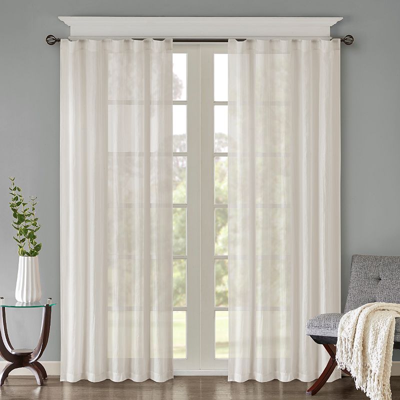 Madison Park 2-pack Kaylee Solid Crushed Window Curtains, White, 42X84