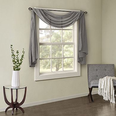 Madison Park Kaylee Solid Crushed Sheer Scarf Window Valance