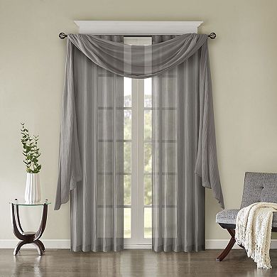 Madison Park Kaylee Solid Crushed Sheer Scarf Window Valance