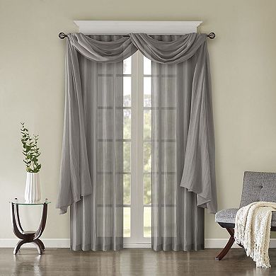Madison Park Kaylee Solid Crushed Sheer Scarf Window Valance