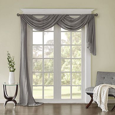 Madison Park Kaylee Solid Crushed Sheer Scarf Window Valance