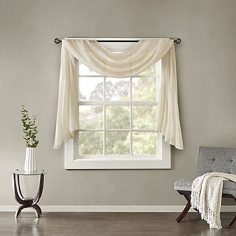 Madison Park Kaylee Solid Crushed Sheer Scarf Window Valance