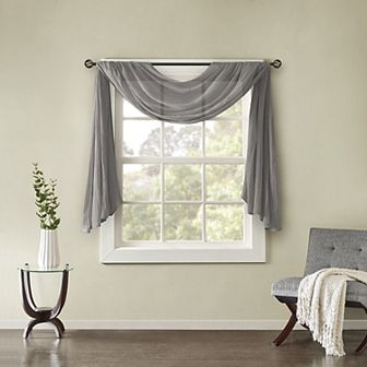 Madison Park Kaylee Solid Crushed Sheer Scarf Window Valance