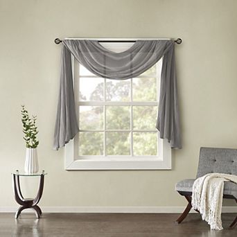 Madison Park Kaylee Solid Crushed Sheer Scarf Window Valance