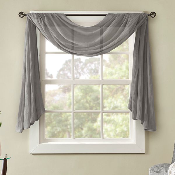 Gorgeous voile valance Madison Park Kaylee Solid Crushed Sheer Scarf Window Valance