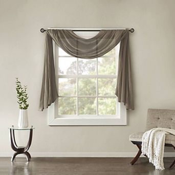 Madison Park Kaylee Solid Crushed Sheer Scarf Window Valance