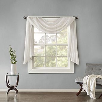 Madison Park Kaylee Solid Crushed Sheer Scarf Window Valance