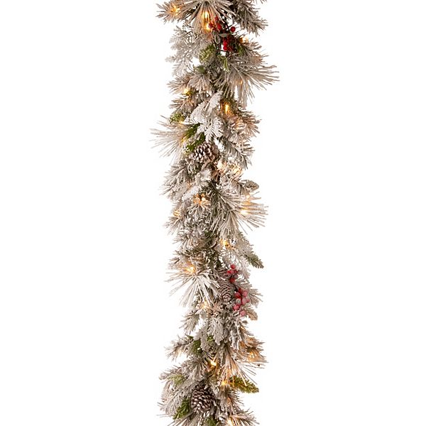 National Tree Company 9-ft. Pre-Lit Snowy Bedford Pine Artificial ...