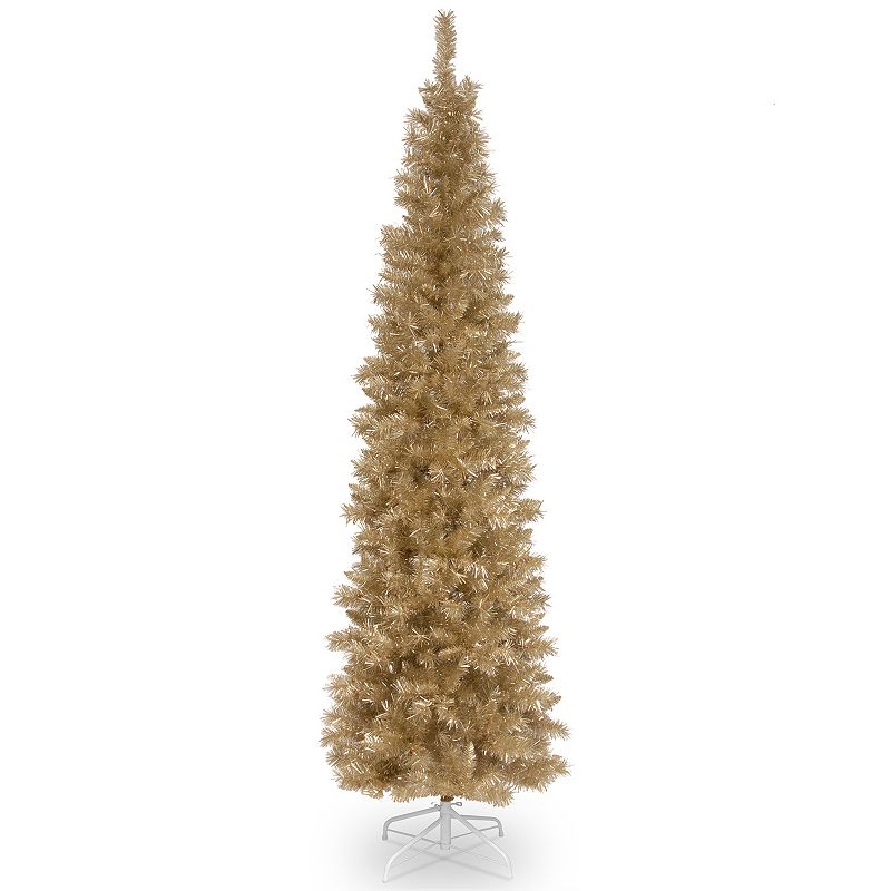 National Tree Company 7' Champagne Tinsel Slim Artificial Christmas Tree