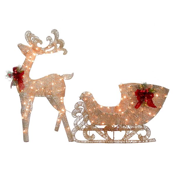 National Tree Company Light-Up Reindeer & Sled Indoor / Outdoor Decor