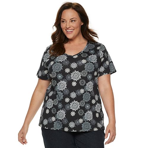 Plus Size Croft & Barrow® Essential V-neck Tee