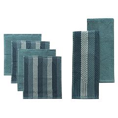 Martha Stewart Morris Striped Kitchen Towels - Aqua/White, 2 pk