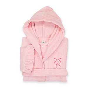 Kids Linum Home Textiles Two-Tone Terry Ruffled Hooded Bathrobe