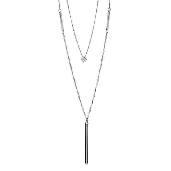 LC Lauren Conrad Layered Stick & Square Necklace