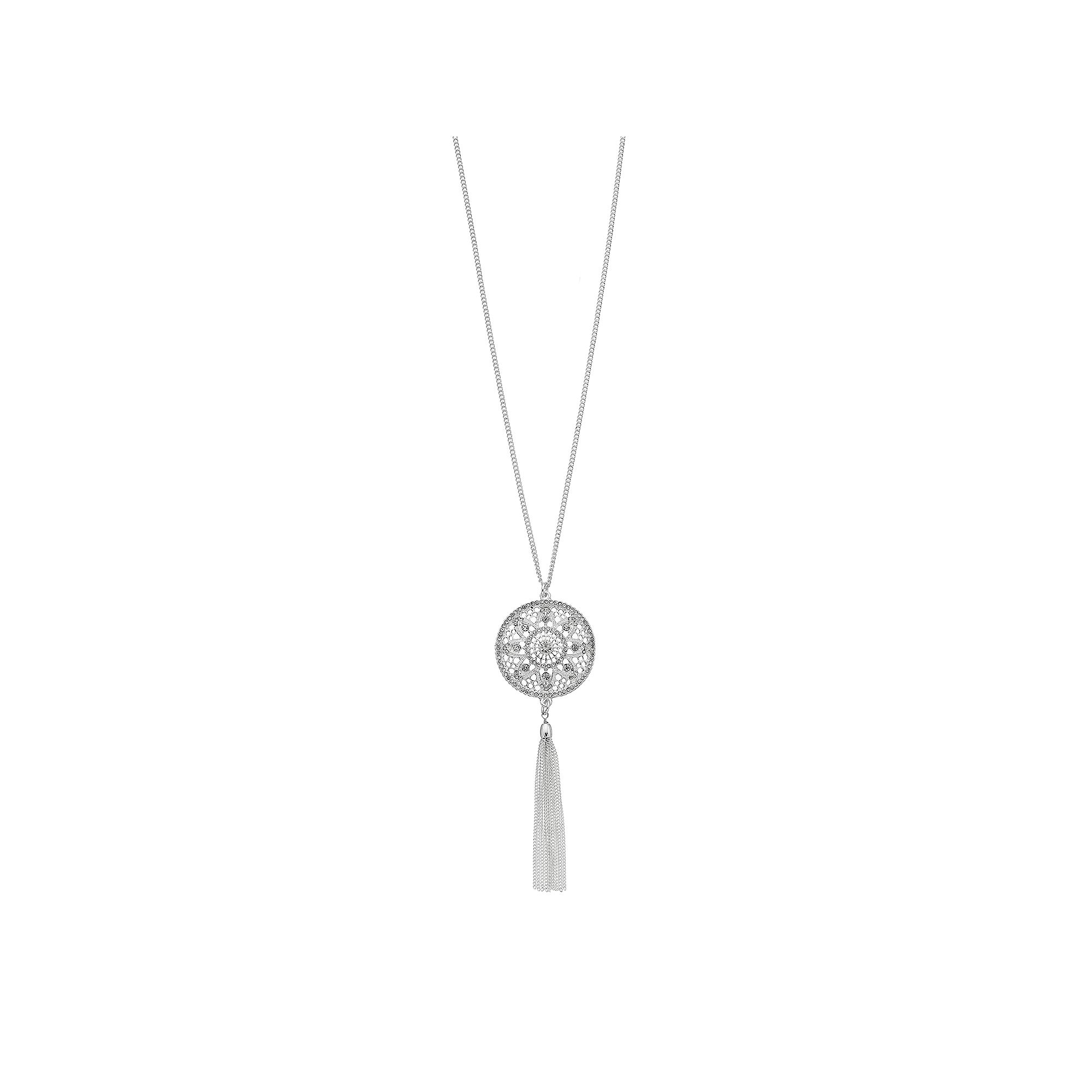 LC Lauren Conrad Long Disc & Tassel Pendant Necklace, Womens, Clear