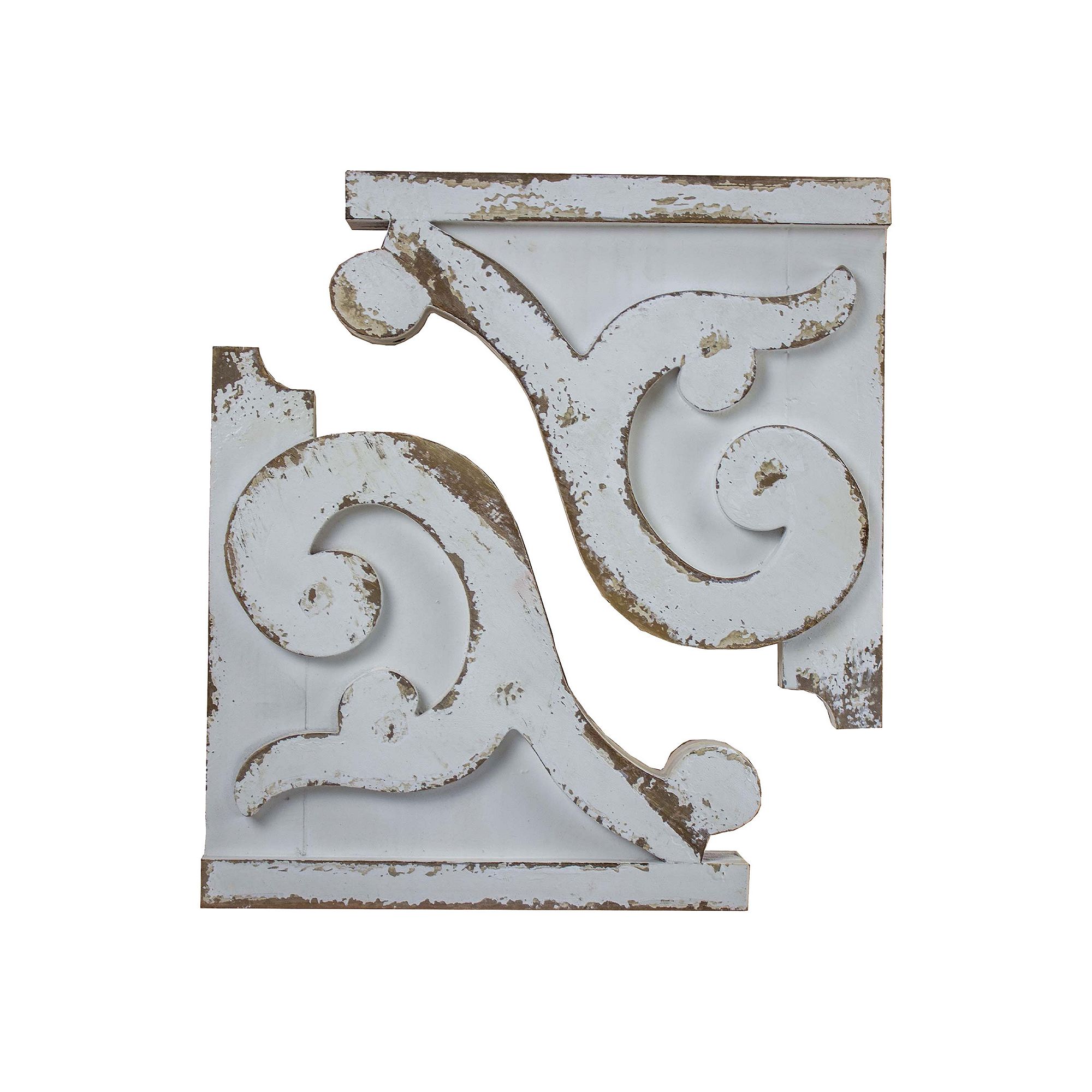American Art Décor Shabby Chic Wood Wall Corbel 2-piece Set, White