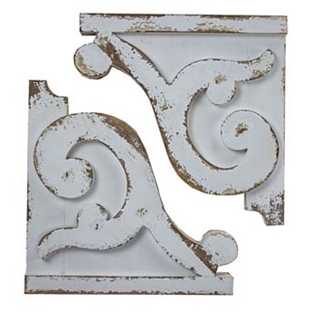American Art Décor Shabby Chic Wood Wall Corbel 2 pc Set