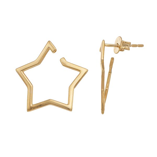 Gold star hoop deals earrings