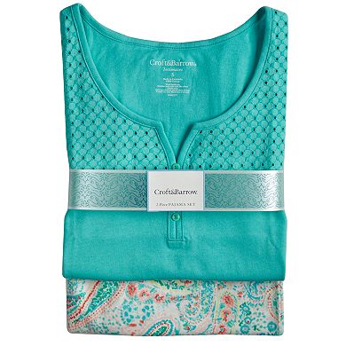 Women's Croft & Barrow® Eyelet Trim Capri Pajama Set