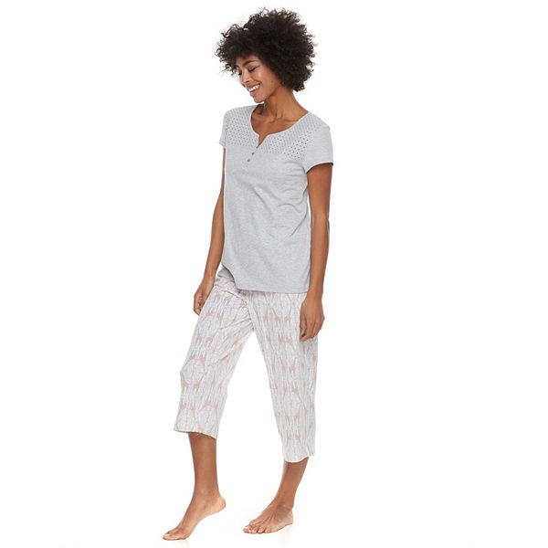 Women's Croft & Barrow® Eyelet Trim Capri Pajama Set