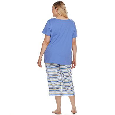 Plus Size Croft & Barrow® Eyelet Trim Capri Pajama Set