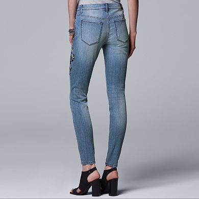 Women's Simply Vera Vera Wang Embroidered Skinny Ankle Jeans