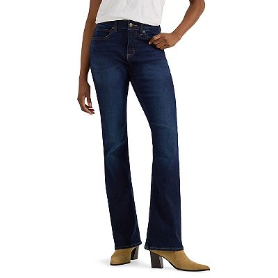 【THE MOZZ】Poly Leg loom Bootcut Denim Pants Flamingals Boot Cut Jeans for Women Mid Waist Straight Leg