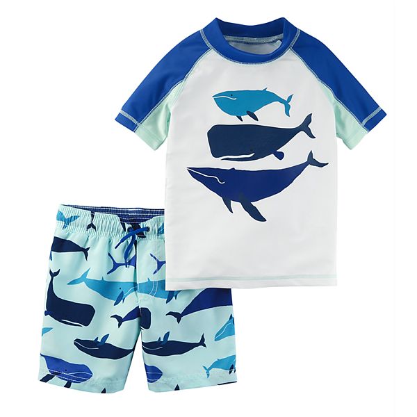 Toddler Boy Carter's Whales Rash Guard & Swim Trunks Set