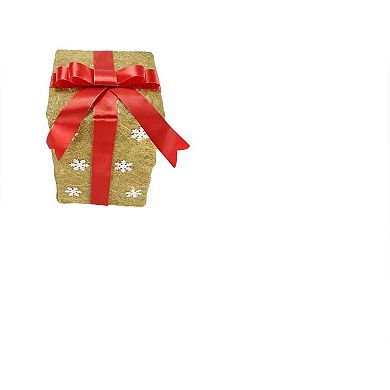 Northlight Pre-Lit Sisal Snowflake Gift Box Indoor / Outdoor Christmas Decor 3-piece Set