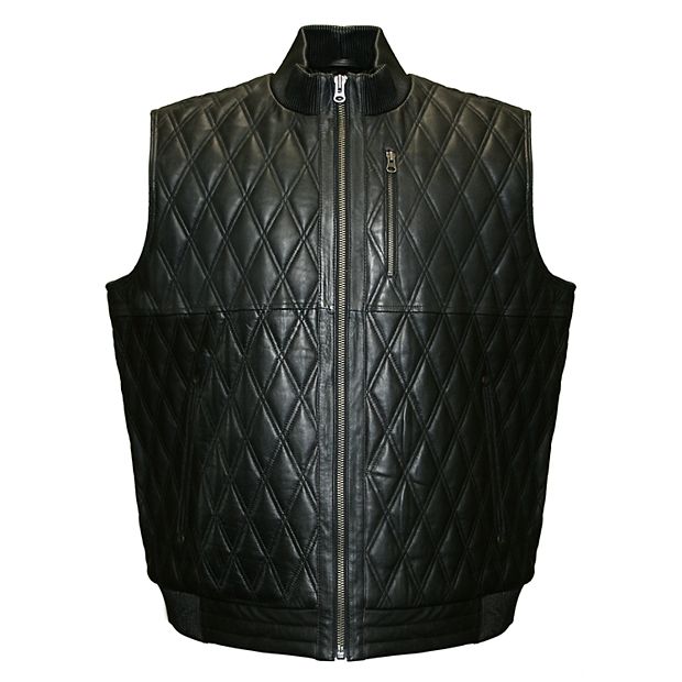 Men's Franchise Club Diamond Quilted Lambskin Leather Vest