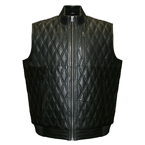 Men's Franchise Club Diamond Quilted Lambskin Leather Vest