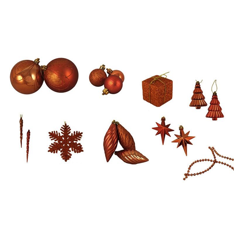 Burnt Orange Shatterproof Christmas Ornament 125-piece Set