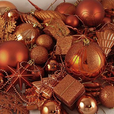 Burnt Orange Shatterproof Christmas Ornament 125-piece Set 