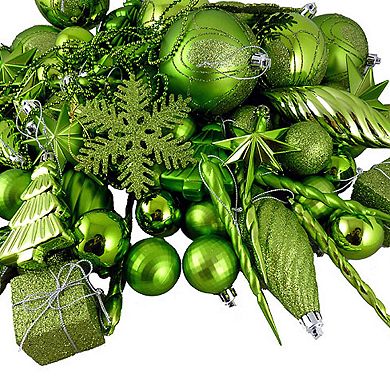 Green Shatterproof Christmas Ornament 125-piece Set