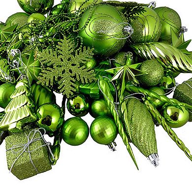 Green Shatterproof Christmas Ornament 125-piece Set 