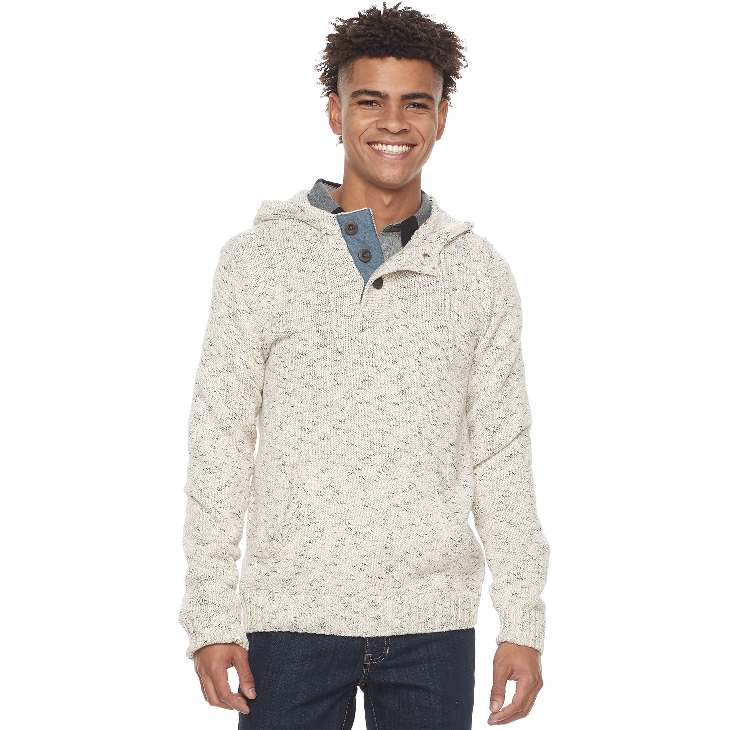 henley hooded sweater