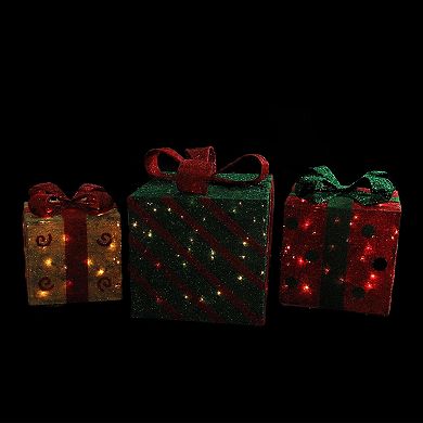 Northlight Pre-Lit Gift Box Indoor / Outdoor Christmas Decor 3-piece Set 